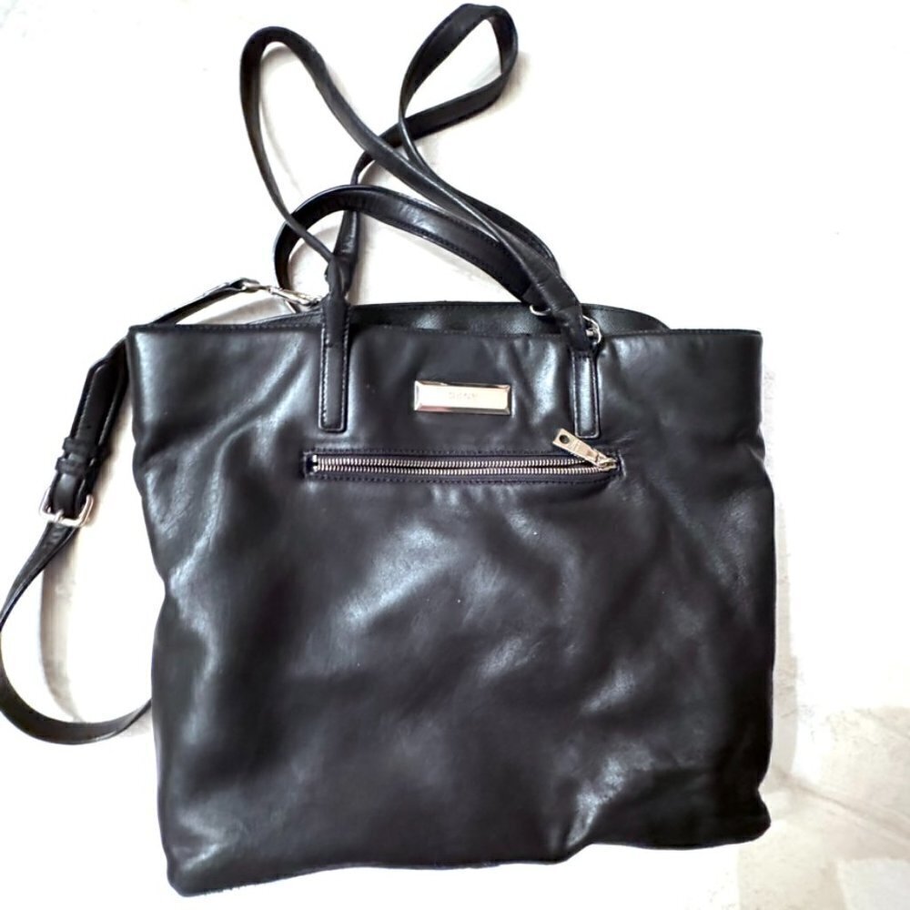 DKNY Black Crossbody Bag Buttery Soft Genuine Leather Satchel Handbag Pocketbook